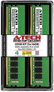 A-Tech 32GB Kit (2x16GB) RAM for ASUS ROG Strix B360-I Gaming Motherboard | DDR4 2666MHz PC4-21300 DIMM 1.2V 288-Pin Non-ECC UDIMM Memory Upgrade