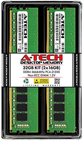 A-Tech 32GB Kit (2x16GB) RAM for ASUS ROG Strix B360-I Gaming Motherboard | DDR4 2666MHz PC4-21300 DIMM 1.2V 288-Pin Non-ECC UDIMM Memory Upgrade