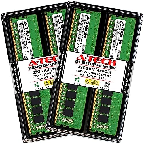 A-Tech 32GB Kit (4x8GB) RAM for ASUS ROG Rampage VI Apex Motherboard | DDR4 2933MHz PC4-23400 DIMM 1.2V 288-Pin Non-ECC UDIMM Memory Upgrade