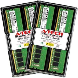 A-Tech 32GB Kit (4x8GB) RAM for ASUS ROG Strix B560-E Gaming WiFi, B560-G Gaming WiFi Motherboard | DDR4 3200MHz PC4-25600 DIMM 1.2V 288-Pin Non-ECC UDIMM Memory Upgrade