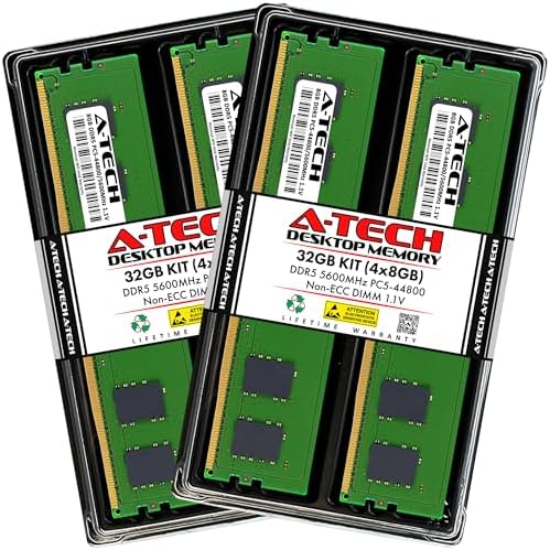 A-Tech 32GB Kit (4x8GB) RAM for ASUS ROG Strix B860-F, B860-G, B860-A Gaming WiFi Motherboard | DDR5 5600MHz PC5-44800 DIMM 1.1V 288-Pin Non-ECC UDIMM Memory Upgrade