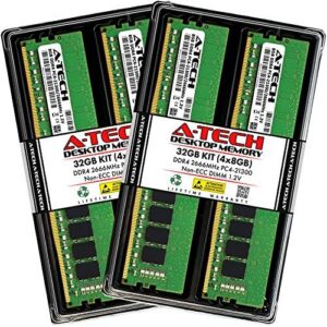 A-Tech 32GB Kit (4x8GB) RAM for ASUS ROG Strix H370-F Gaming Motherboard | DDR4 2666MHz PC4-21300 DIMM 1.2V 288-Pin Non-ECC UDIMM Memory Upgrade