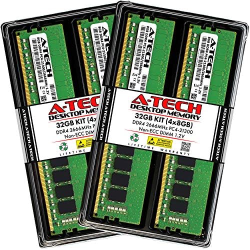 A-Tech 32GB Kit (4x8GB) RAM for ASUS ROG Strix H370-F Gaming Motherboard | DDR4 2666MHz PC4-21300 DIMM 1.2V 288-Pin Non-ECC UDIMM Memory Upgrade