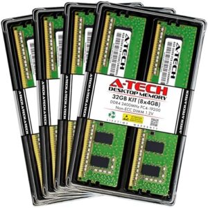 A-Tech 32GB Kit (8x4GB) RAM for ASUS ROG Rampage VI Edition 10 Motherboard | DDR4 2400MHz PC4-19200 DIMM 1.2V 288-Pin Non-ECC UDIMM Memory Upgrade