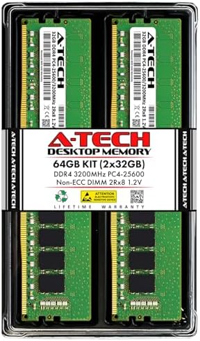 A-Tech 64GB Kit (2x32GB) RAM for ASUS ROG Strix B550-XE Gaming WiFi Motherboard | DDR4 3200MHz PC4-25600 DIMM 2Rx8 1.2V 288-Pin Non-ECC UDIMM Memory Upgrade