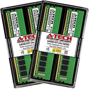 A-Tech 64GB Kit (4x16GB) RAM for ASUS ROG Strix B360-H, B360-G, B360-F Gaming Motherboard | DDR4 2666MHz PC4-21300 DIMM 1.2V 288-Pin Non-ECC UDIMM Memory Upgrade