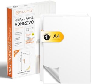 A4 Sheets of White Adhesive Labels, Create Your Custom Stickers for Any Surface, A4 Paper Safe Adhesive, Adhesive Label to Print – Ophituria (1 per Sheet, 100h)