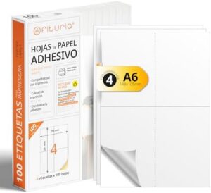 A4 White Self-Adhesive Labels, Custom Printer Stickers – 400 Labels (4 Per Sheet, 100 Sheets)