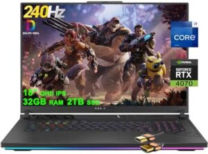 ASUS ROG Strix G18 G814 Gaming Laptop 18″ QHD 240Hz (100% DCI-P3, 3ms) Intel 24-Core i9-13980HX 32GB RAM 2TB SSD GeForce RTX 4070 8GB Thunderbolt RGB Backlit Fast Charging Win11 Black + HDMI Cable