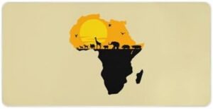 African Map with Wild Animals Desk Mouse Mat Laptop Pad Desktop Protector Non-Slip Keyboard Pads for Office Gamer