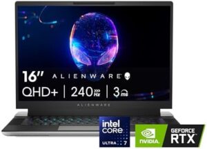 Alienware X16 R2 Gaming Laptop - 16-inch QHD+ 240Hz 3ms Display, Intel Core Ultra 7-155H, 16GB LPDDR5X RAM, 1TB SSD, NVIDIA GeForce RTX 4070 8GB GDDR6, Windows 11 Home, Onsite Service - Lunar Silver