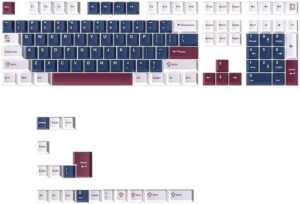 BOYI Double Shot PBT Keycaps Set 126 Keys,Cherry Profile Custom Keycaps 60 65 75 100 Percent for 61/64/68/84/87/100/104/108 for Mechanical Keyboard (White-Blue)
