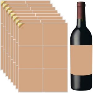 Beebeecraft 20Pcs Adhesive Wine Bottle Labels 100.5x99mm Blank Wine Label for DIY Photo Album Diary Scrapbook Decoration (Sandy Brown, 6 Pieces/Sheet)
