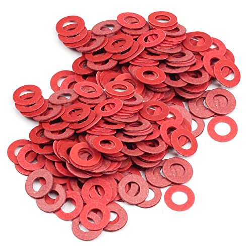 Bettomshin 3000Pcs Insulating Washer M2 Red Vulcanized Fiber Washer 0.2" x 0.08" x 0.02" Insulation Gasket for Motherboard