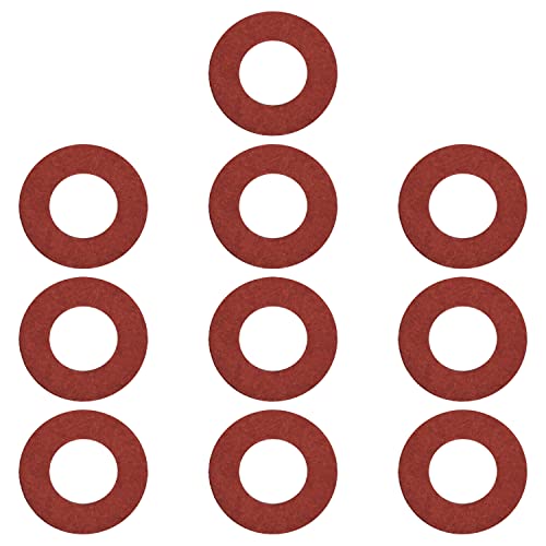 Bettomshin 500Pcs Insulating Washer M8 Red Vulcanized Fiber Washer 0.63" x 0.31" x 0.02" Insulation Gasket for Motherboard