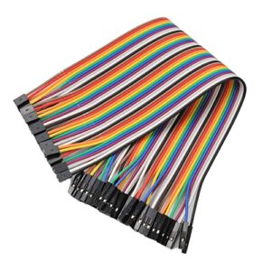 Bettomshin 5Pcs 40pin Female to Female Dupont Jumper Wires Breadboard Jumper Wires Colorful Ribbon Cables 2mm to 2.54 mm Pitch 20cm Long