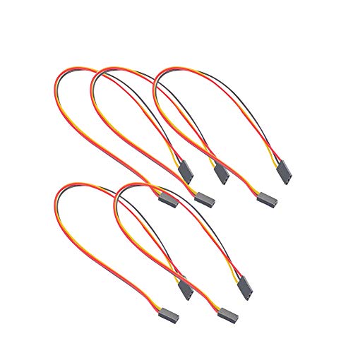 Bettomshin 5Pcs Female to Female 3Pin Breadboard Jumper Wire 2.54mm Pitch Ribbon Cable 30cm Long