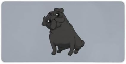 Black Pug Desk Mouse Mat Laptop Pad Desktop Protector Non-Slip Keyboard Pads for Office Gamer