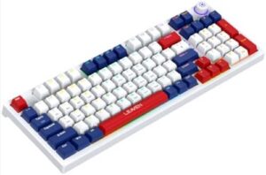 Bluetooth Mechanical Wireless Keyboard – 96 Keys, RGB Backlit, Hot Swap, 3-Mode (BT5.0/2.4G/Wired), 1800mAh, Ergonomic Design (Blue White red red Shaft Upgrade)