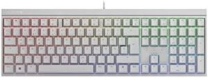 CHERRY MX 2.0S, Mechanical Gaming Keyboard with RGB Lighting, German Layout (QWERTZ), Wired, Designed in Germany, Original MX RED Switches, White