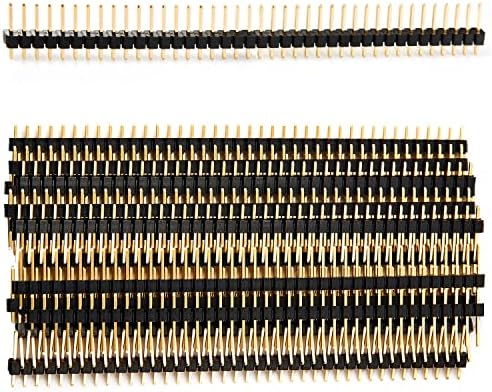 Chanzon Pin Header Strip for Arduino Gpio 40 pin x 10pcs Male Headers Pins Straight Single Row Gold Plated Pitch 2.54mm 0.1 inch Breakaway for PCB Connector Machine Breadboard Electronic Circuit Board