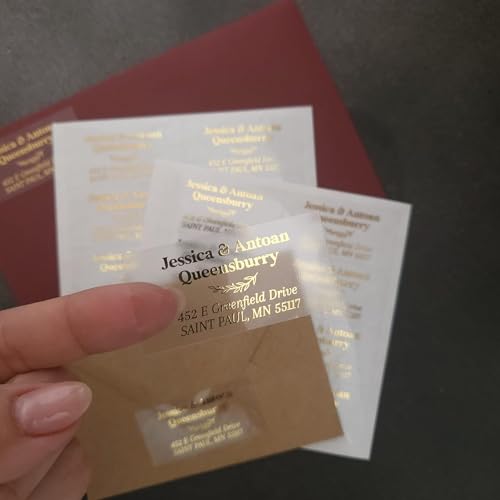 Classic Return Address Label with Gold Foil, Envelope Address and Return Label, Wedding Address Sticker, Family Address Label, Clear Label (Gold Foil, Clear Glossy)