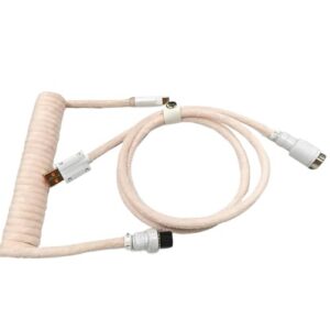 Coiled USB Keyboard Cable Metal Connector Plushie Sleeved Data Line Fast Charging & Data Transfer 1.5M