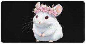 Cute Chinchilla with Flower Desk Mouse Mat Laptop Pad Desktop Protector Non-Slip Keyboard Pads for Office Gamer