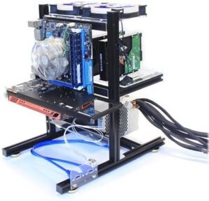DIY PC Test Bench Computer Case Aluminum Open Chassis ATX Vertical Bracket Multi Bay 7 Hard Drive Rack Air-Cooled Frame NAS Heat Dissipation Support ATX Power Supply