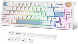 FANTECH MAXFIT67 3-Mode Custom Mechanical Gaming Keyboard RGB Backlit, 65% (67-Key) Hot Swappable Type-C Wired South Facing Mechanical Keyboard, Yellow Switch, White