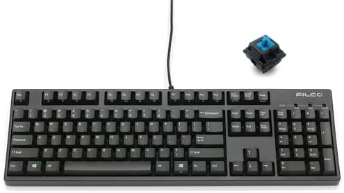 FILCO Majestouch + Ask Cherry MX Blue Axis, Full Size, English Layout, 104 Keys, PBT 2 Color Molded Asphalt Key Cap, N Key Rollover, Function Key Function, Black