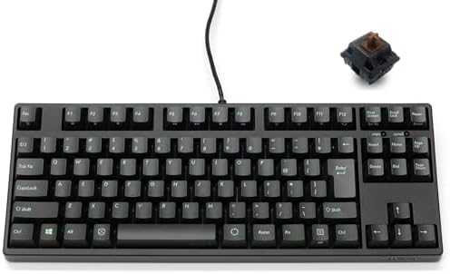 FILCO Majestouch + Ask Cherry MX Brown Axis, Numeric Keypadless, Japanese Arrangement, 91 Keys, PBT 2 Color Molded Asphalt Key Cap, N Key Rollover, Function Key Function, Black