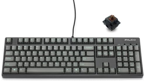FILCO Majestouch + SGK Cherry MX Brown Axis, Full Size, English Layout, 104 Keys, PBT 2 Color Molded Sky Gray Key Cap, N Key Rollover, Function Key Function, Black