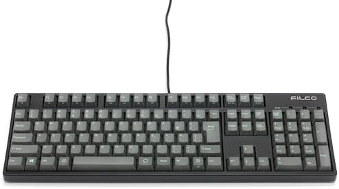 FILCO Majestouch + SGK Cherry MX Quiet Red Axis, Full Size, Japanese Arrangement, 108 Keys, PBT 2 Color Molded Sky Gray Key Cap, N Key Rollover, Function Key Function, Black