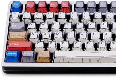 FKZ Custom Anime Keycaps,Japanese Manga Theme Retro Keycaps Dye Sub PBT Keycap Cherry Profile 151 Keys Set for Cherry MX Switch 60% 65% TKL Full Size Mechanical Gaming Keyboard DIY (Colorful)