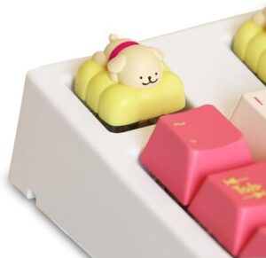 FKZ Cute Dog Keycaps,Kawaii Artisan Keycaps Resin ESC Key Custom Keyboard Caps Handmade Cartoon Single Keycap for Cherry MX Switch Mechanical Gaming Keyboard Replacement Key (Yellow)
