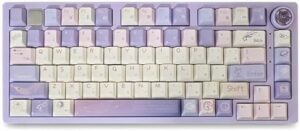 FKZ Cute PBT Keycaps,Cherry Profile Dye-Sub Purple Keycaps Full Size Custom Keycap Set for 61/64/68/87/100/104/108 Cherry MX Switch ANSI Layout Mechanical Gaming Keyboard Kawaii Keycaps (141Keys)