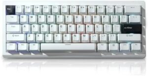FKZ GMK61 60% Mechanical Keyboard,Hot Swap Gasket Wireless BT5.0/2.4G/Type-C Custom RGB Programmable Gaming Keyboard Compact 61 Keys NKRO Mini Wired Office Keyboard for for PC/Mac Gamer (White)