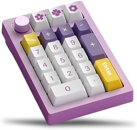 FKZ K20 Mechanical Numpad,Gasket VIA/QMK Programmable Macro Numeric Keypad Hot Swap BT5.0/2.4Ghz/USB-C Wired Custom RGB 19 Keys Mini Wireless Number Pad with Knob for PC/Laptop/Gaming (Purple)