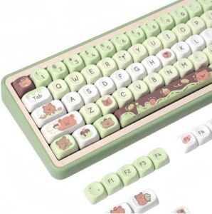 FKZ MOA Profile Cute Keycaps,PBT Dye-Sub Custom Kawaii Keycaps 75 Percent 95 Keys Keyboard Keycaps Set for Cherry MX Switch ANSI Layout 65% 60% Mechanical Gaming Keyboard Creamy Keycaps (Dessert-Bear)