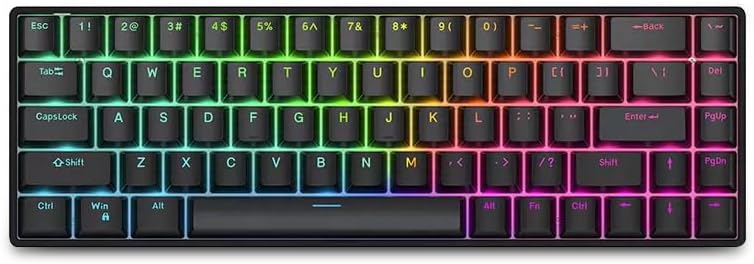 FKZ R68 Rapid Trigger Mechanical Gaming Keyboard,Hall Effect Hot Swap Magnetic Switch Adjustable Actuation 65% Compact Wired RGB Keyboard Aluminum Positioning Plate,Black Transparent Keycaps