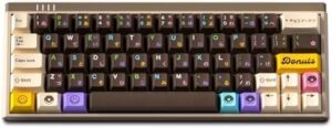 FKZ Retro Japanese Keycaps,Cherry Profile PBT Dye-Sub Keycaps 75 Percent 128 Keys Custom Keycaps Set for 60% 65% 100%-Full Size Cherry MX Switch ANSI Layout Mechanical Gaming Keyboard (Cute-Doughnut)