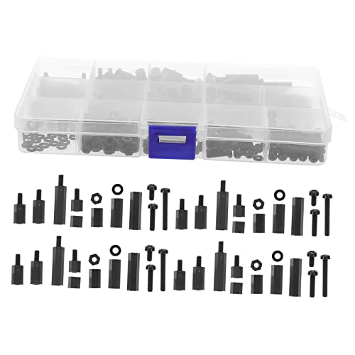 GLEAVI 260-piece Nylon Hexagon Screws and Nuts Assortment Screws Threaded Spacers for PCB and Motherboard