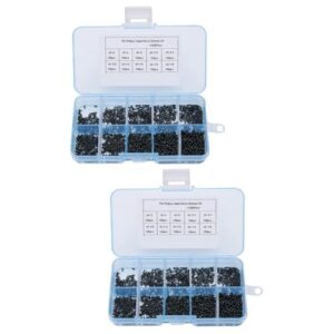 GLEAVI 2sets Tiny Electronic Small Screws Set Boxed Screws Round Heads Socket Head Cap Carbon Steel Material 1000pcs*2