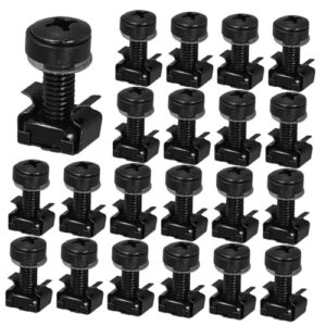 GLEAVI 50 Sets Stainless Steel Network Rack Mounting Screws Server Rack Screws Stainless Steel Cage Nuts for Home Office