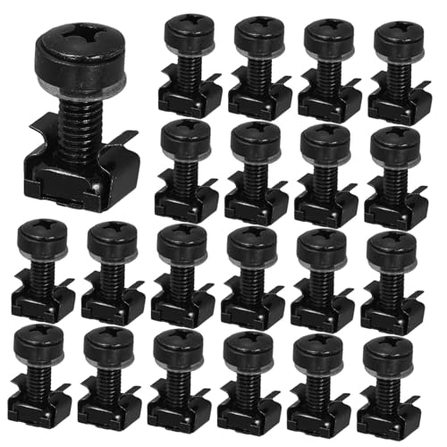 GLEAVI 50 Sets Stainless Steel Network Rack Mounting Screws Server Rack Screws Stainless Steel Cage Nuts for Home Office