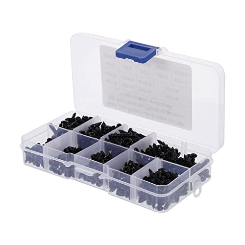 GLEAVI Carbon Steel Black Cross Pan Head Round Head Screws DIY Electricians Screw Kit Assorted Self Tapping Screws