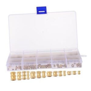 GLEAVI Easy Install Threaded Inserts Nut Metric Female Thread Nuts 330pcs Brass Hardware Kit for Wood