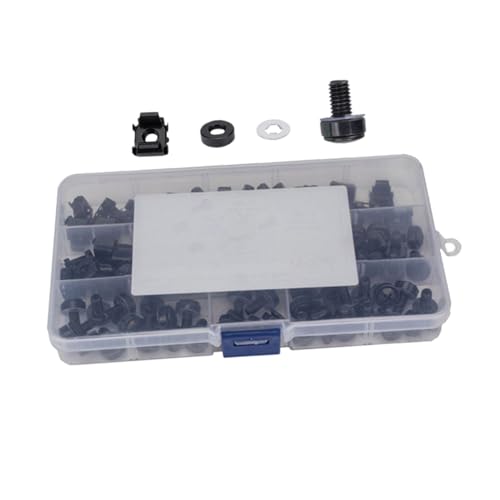 GLEAVI Rack Screws and Cage Nuts Assorted Machine Screws for Server Mounting Black Compact and Portable