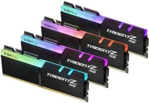 G.SKILL F4-3200C16Q-32GTZR Trident Z RGB Series 32 GB (8 GB x 4) DDR4 3200 MHz PC4-25600 CL16 Dual Channel Memory Kit – Black with Full Length RGB LED Light bar